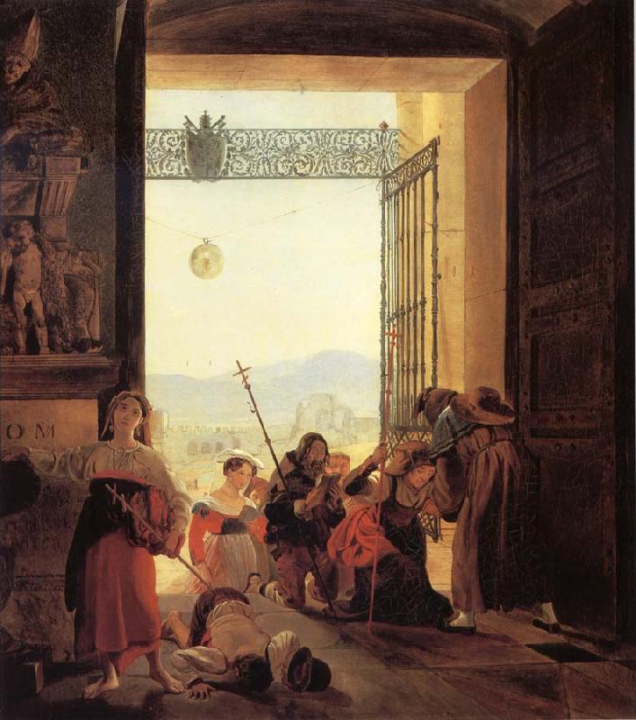 Karl Briullov Pilgrims in the Roorway of The Lateran Basilica oil painting image